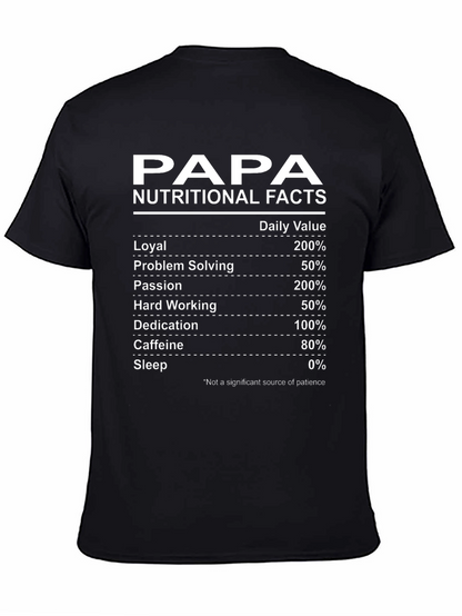Papa Nutritional Facts Graphic Tee - Black