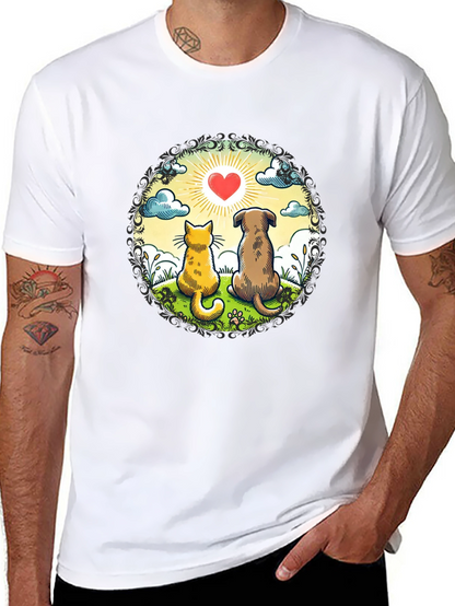 Heartwarming Cat & Dog Love T-Shirt