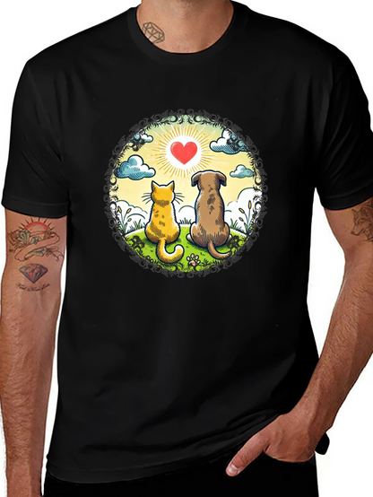 Heartwarming Cat & Dog Love T-Shirt
