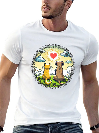Heartwarming Cat & Dog Love T-Shirt