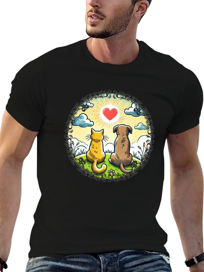 Heartwarming Cat & Dog Love T-Shirt