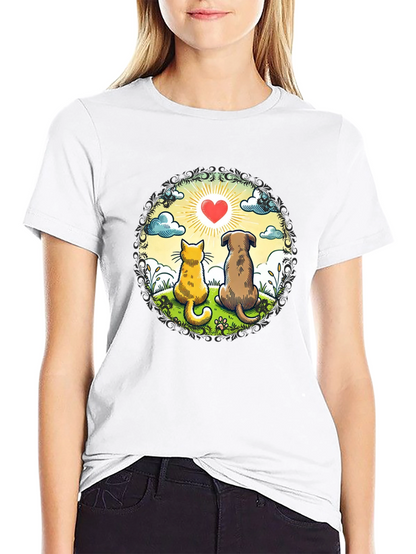 Heartwarming Cat & Dog Love T-Shirt