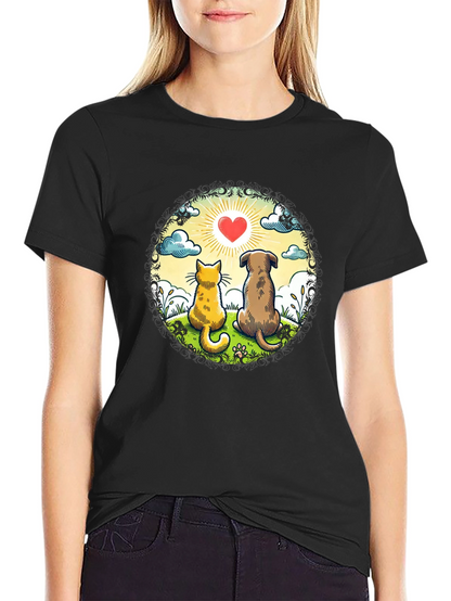 Heartwarming Cat & Dog Love T-Shirt