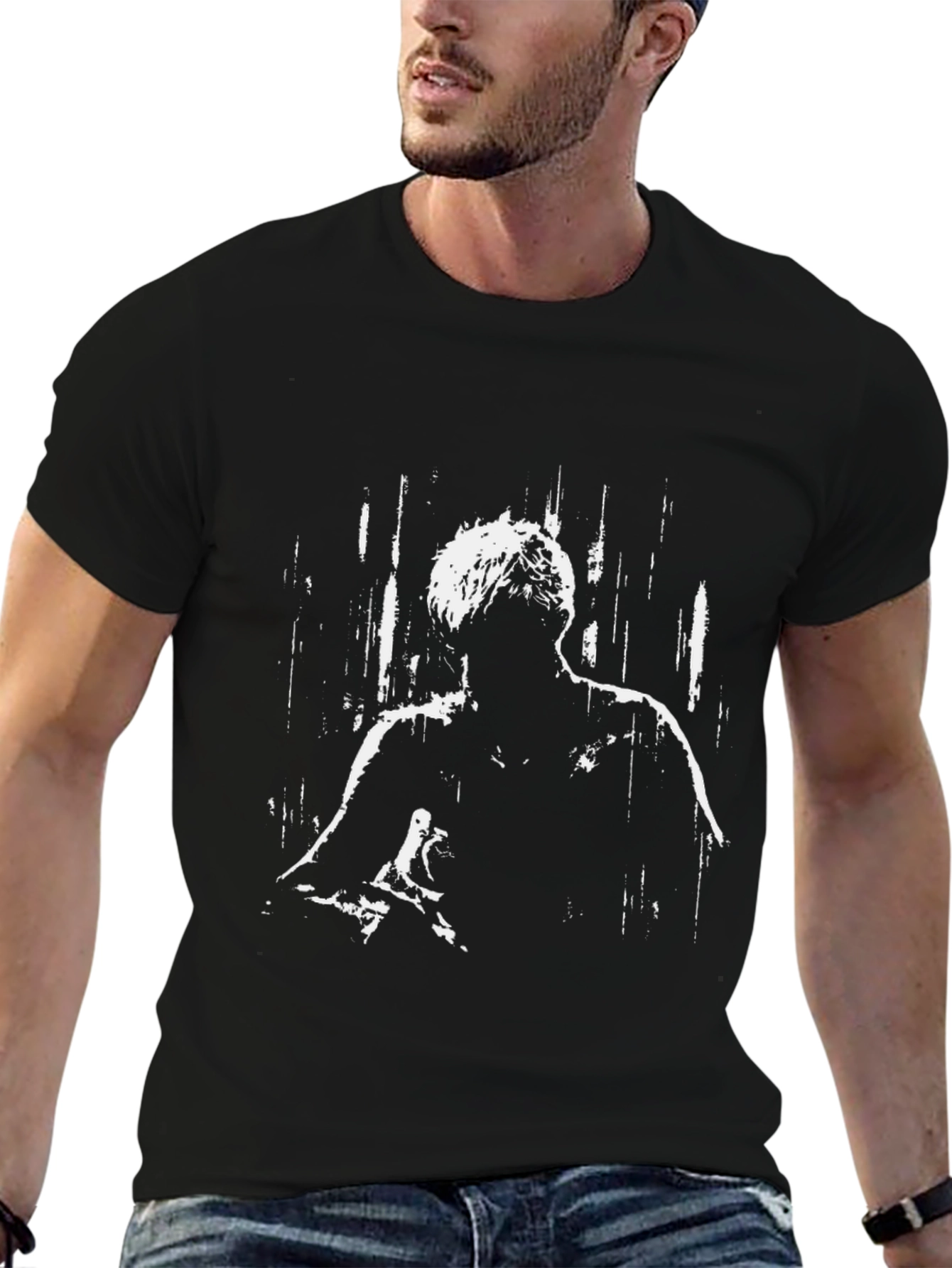 Abstract Figure Graphic Black T-Shirt