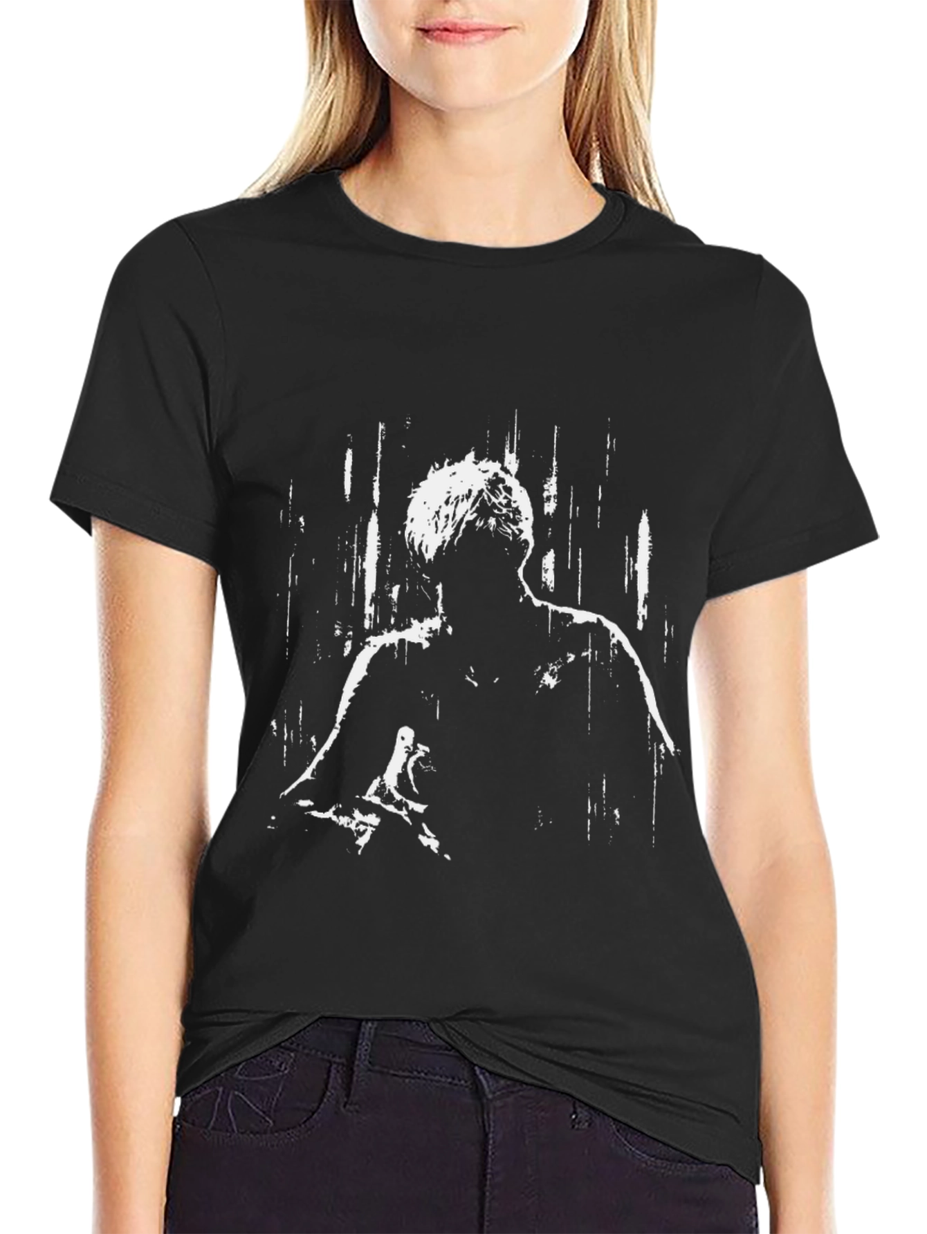 Abstract Figure Graphic Black T-Shirt