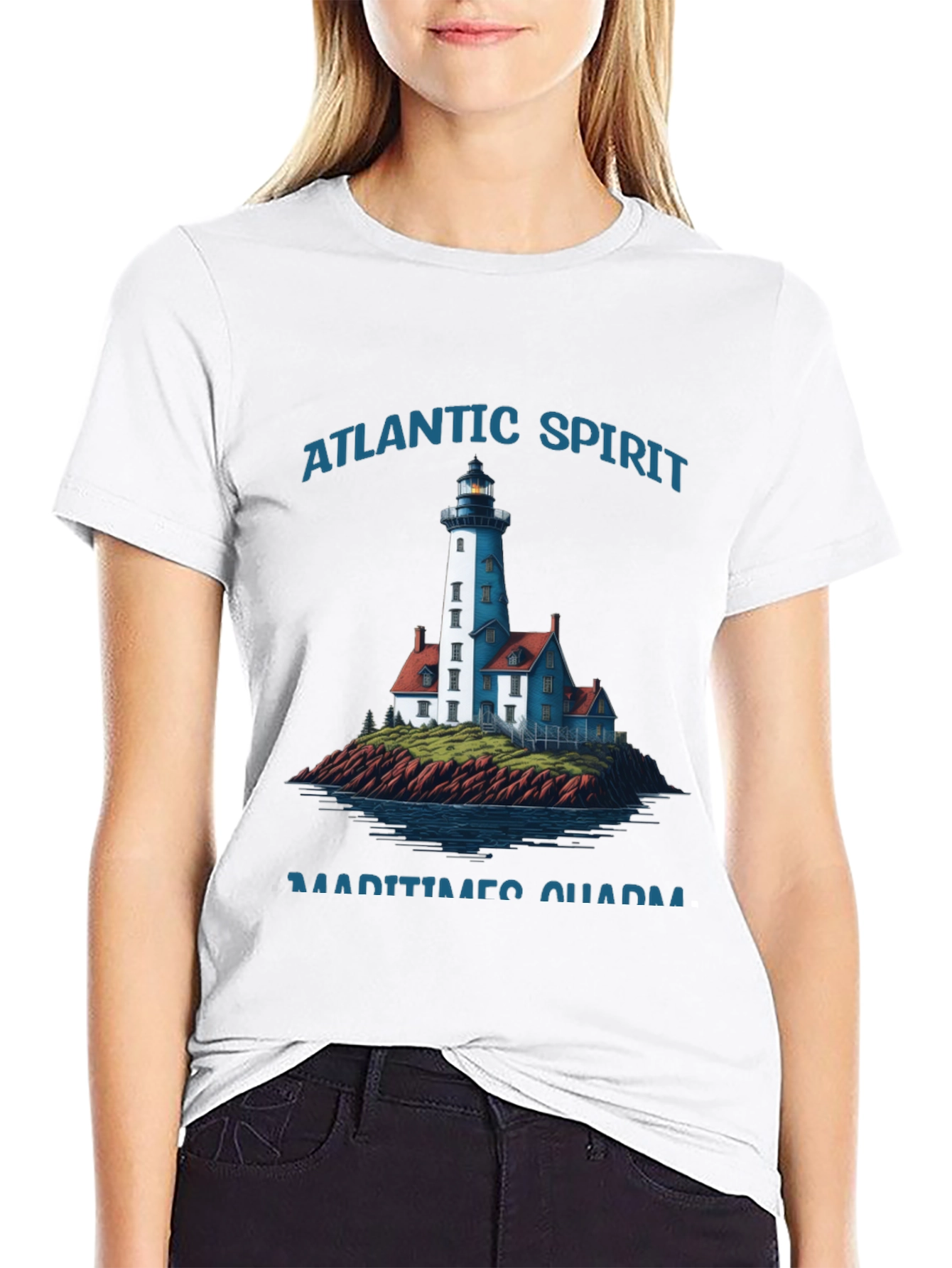 Atlantic Spirit Lighthouse Graphic T-Shirt