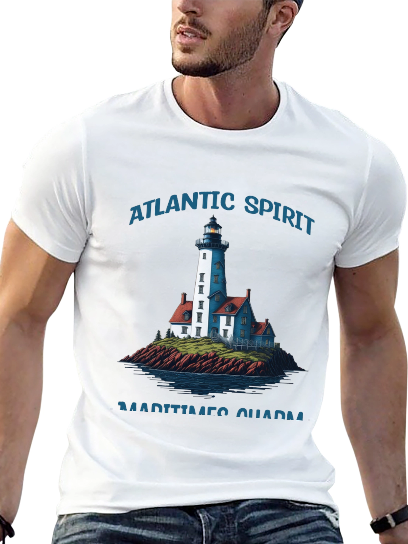 Atlantic Spirit Lighthouse Graphic T-Shirt