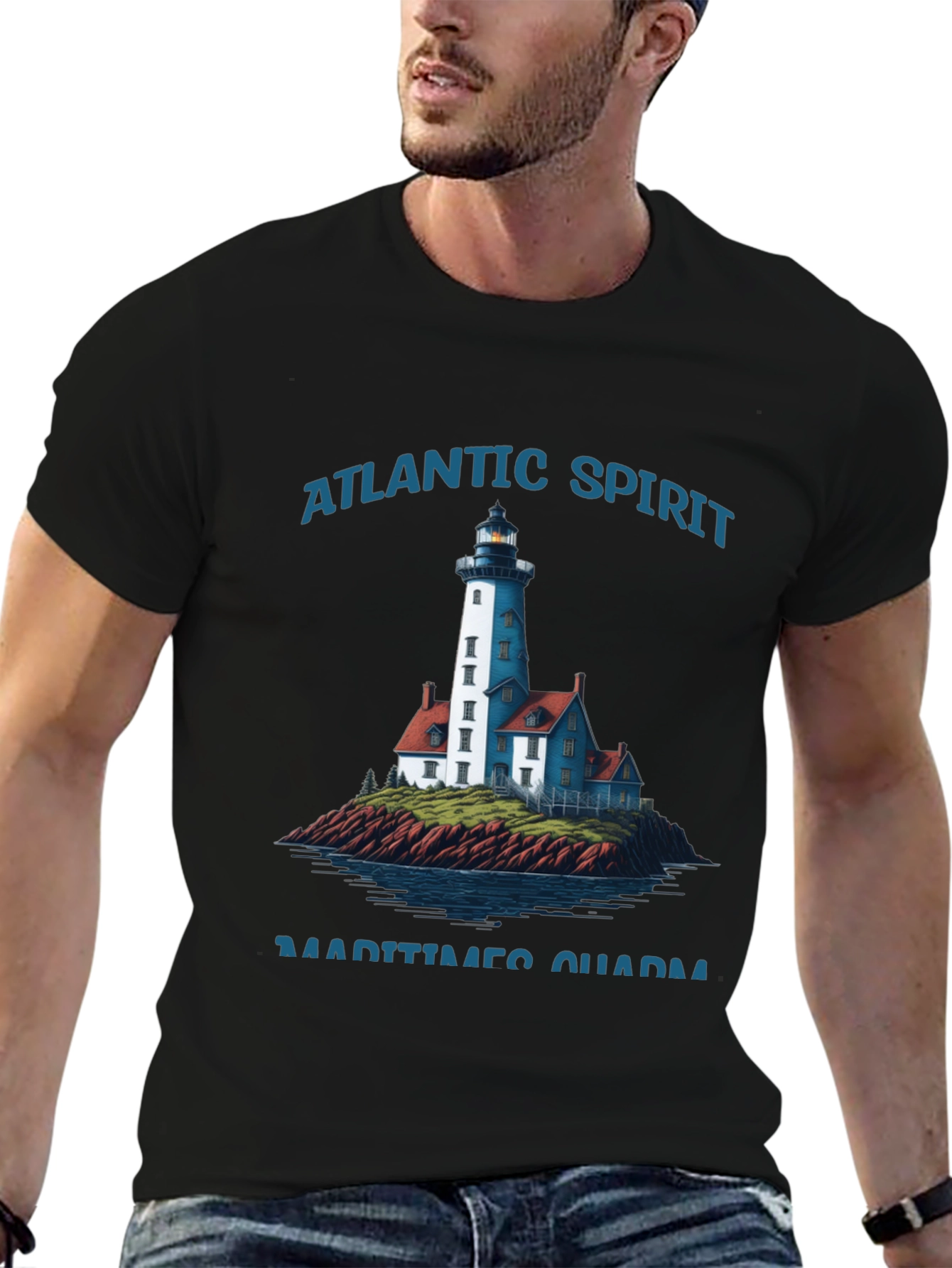 Atlantic Spirit Lighthouse Graphic T-Shirt