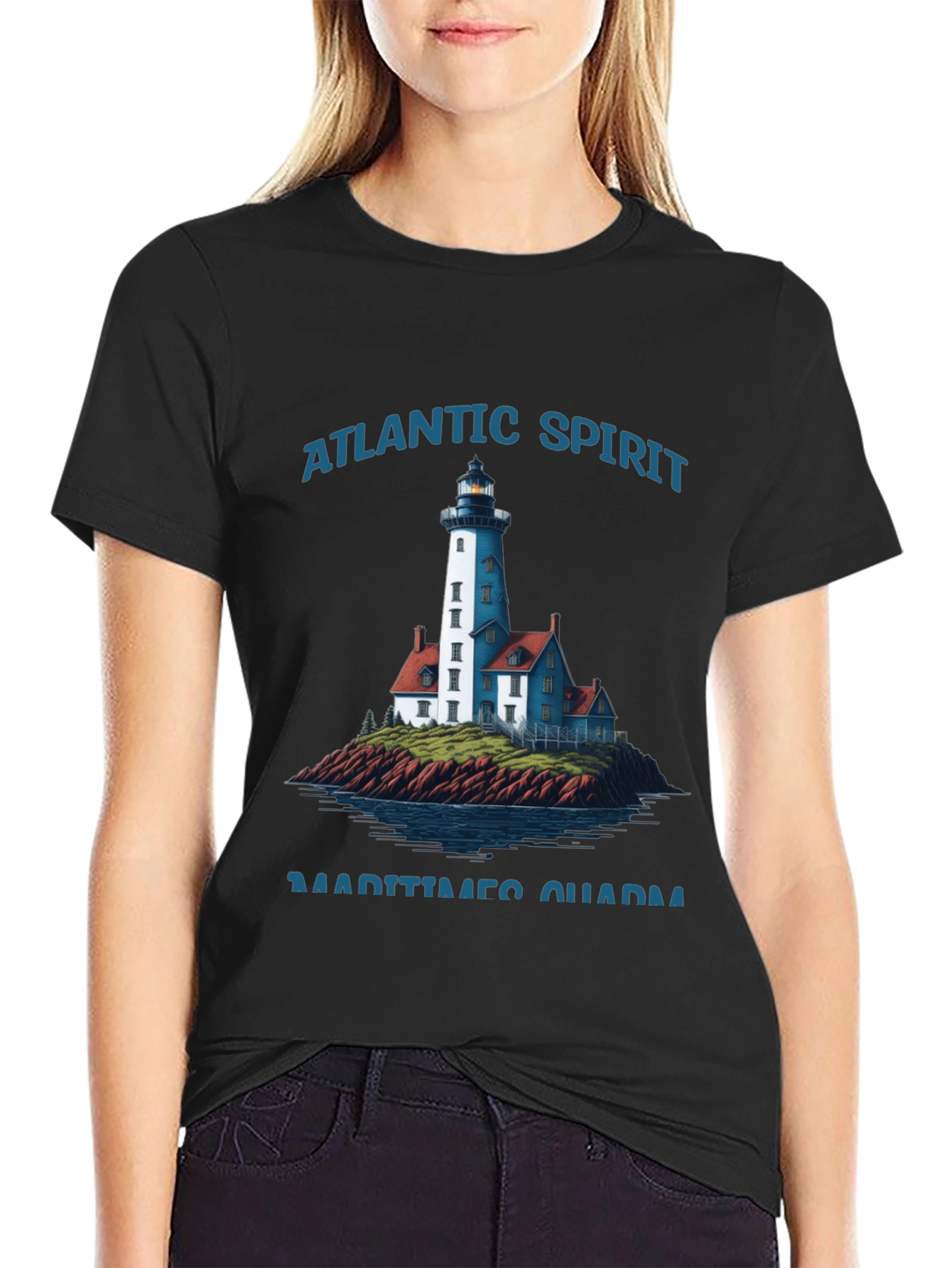 Atlantic Spirit Lighthouse Graphic T-Shirt