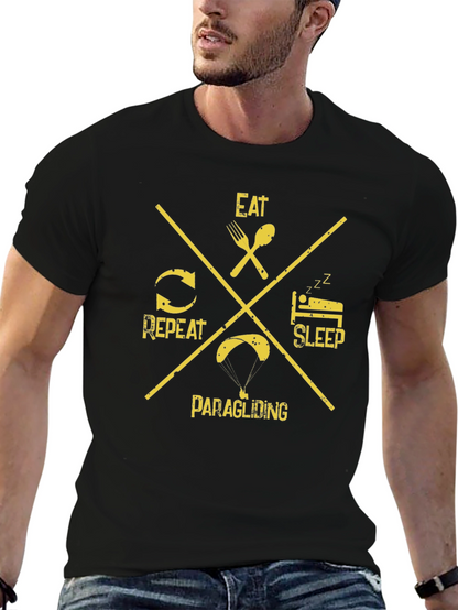 Eat Sleep Paragliding Repeat Black T-Shirt