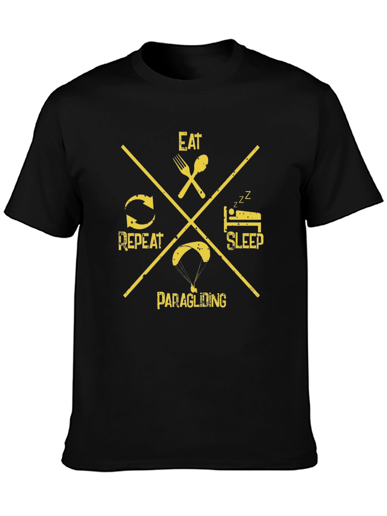 Eat Sleep Paragliding Repeat Black T-Shirt