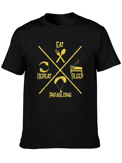 Eat Sleep Paragliding Repeat Black T-Shirt