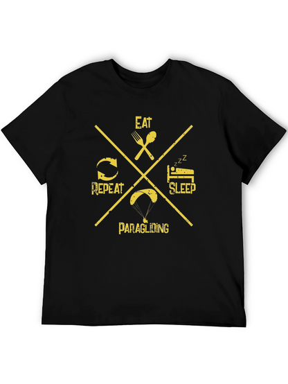 Eat Sleep Paragliding Repeat Black T-Shirt