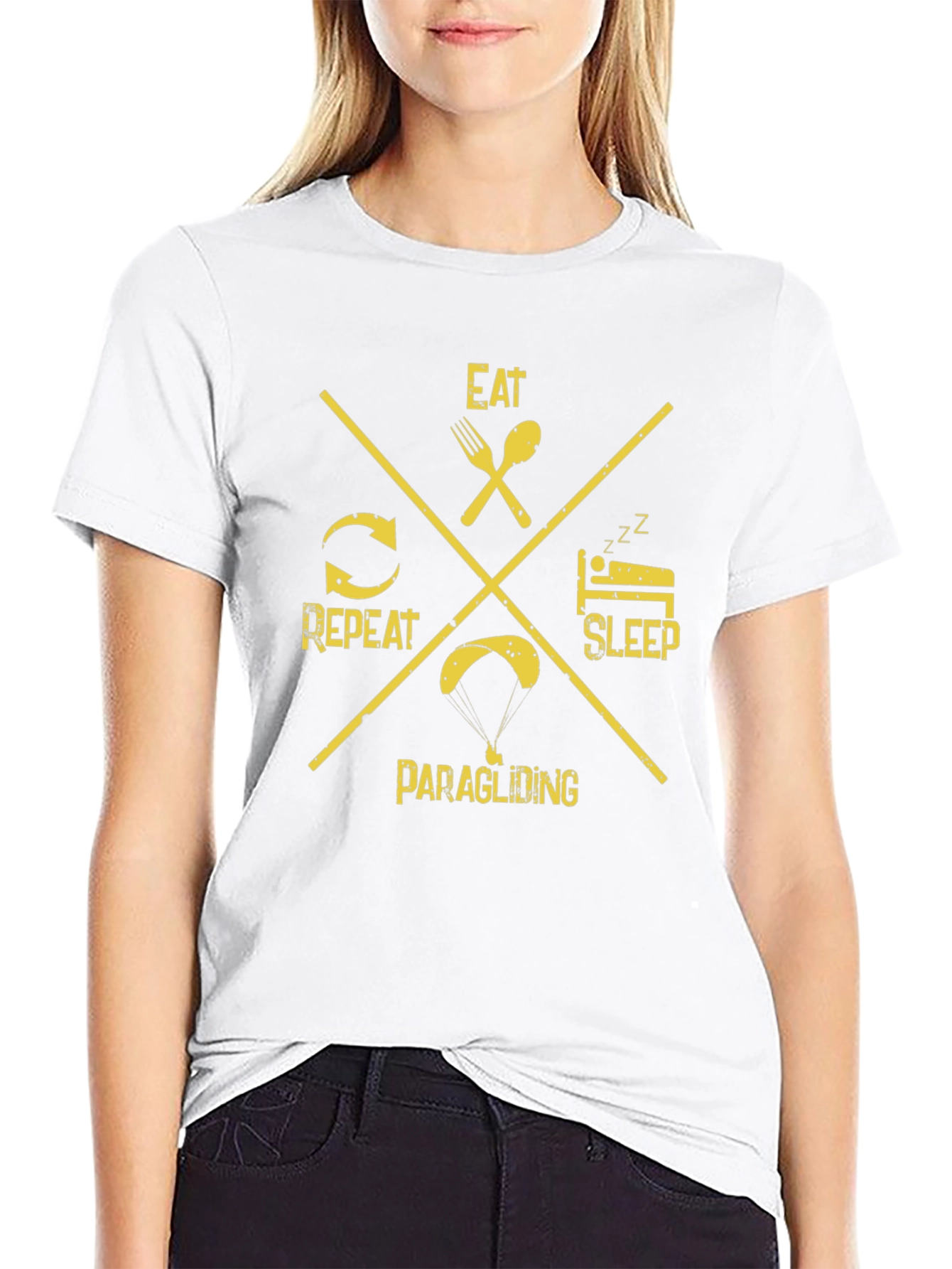 Eat Sleep Paragliding Repeat Black T-Shirt