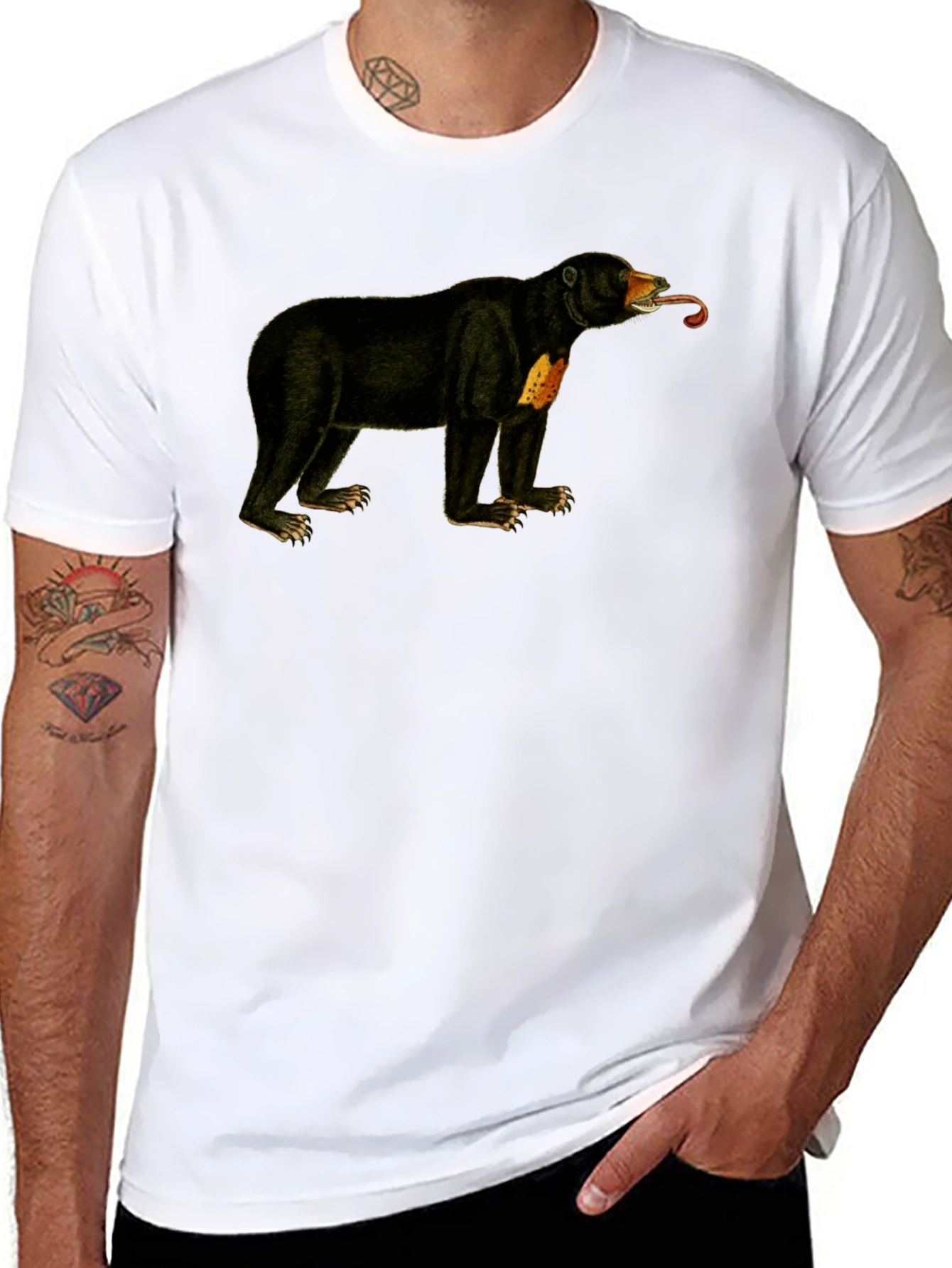Sun Bear T-Shirt - Black Crew Neck Tee