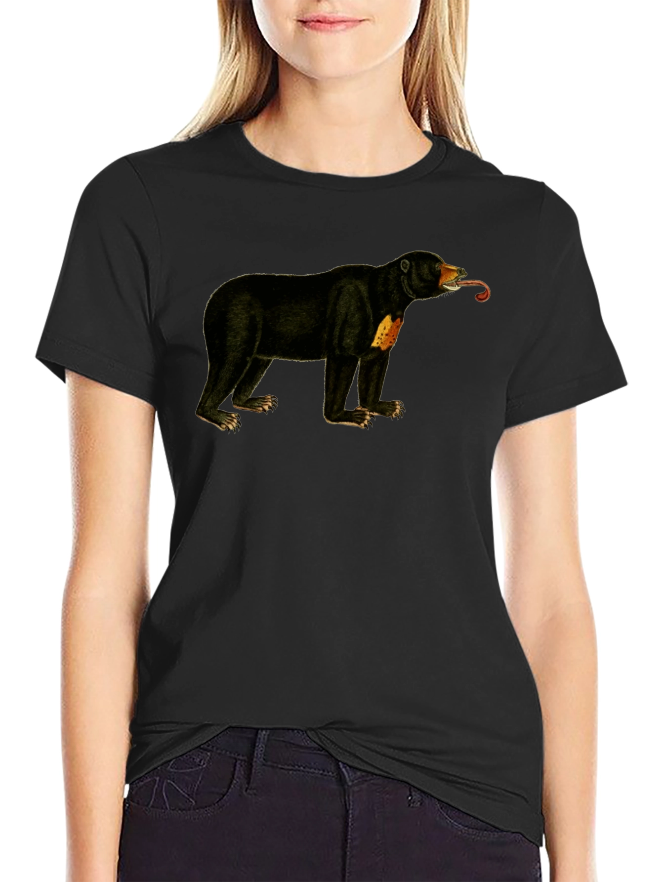 Sun Bear T-Shirt - Black Crew Neck Tee