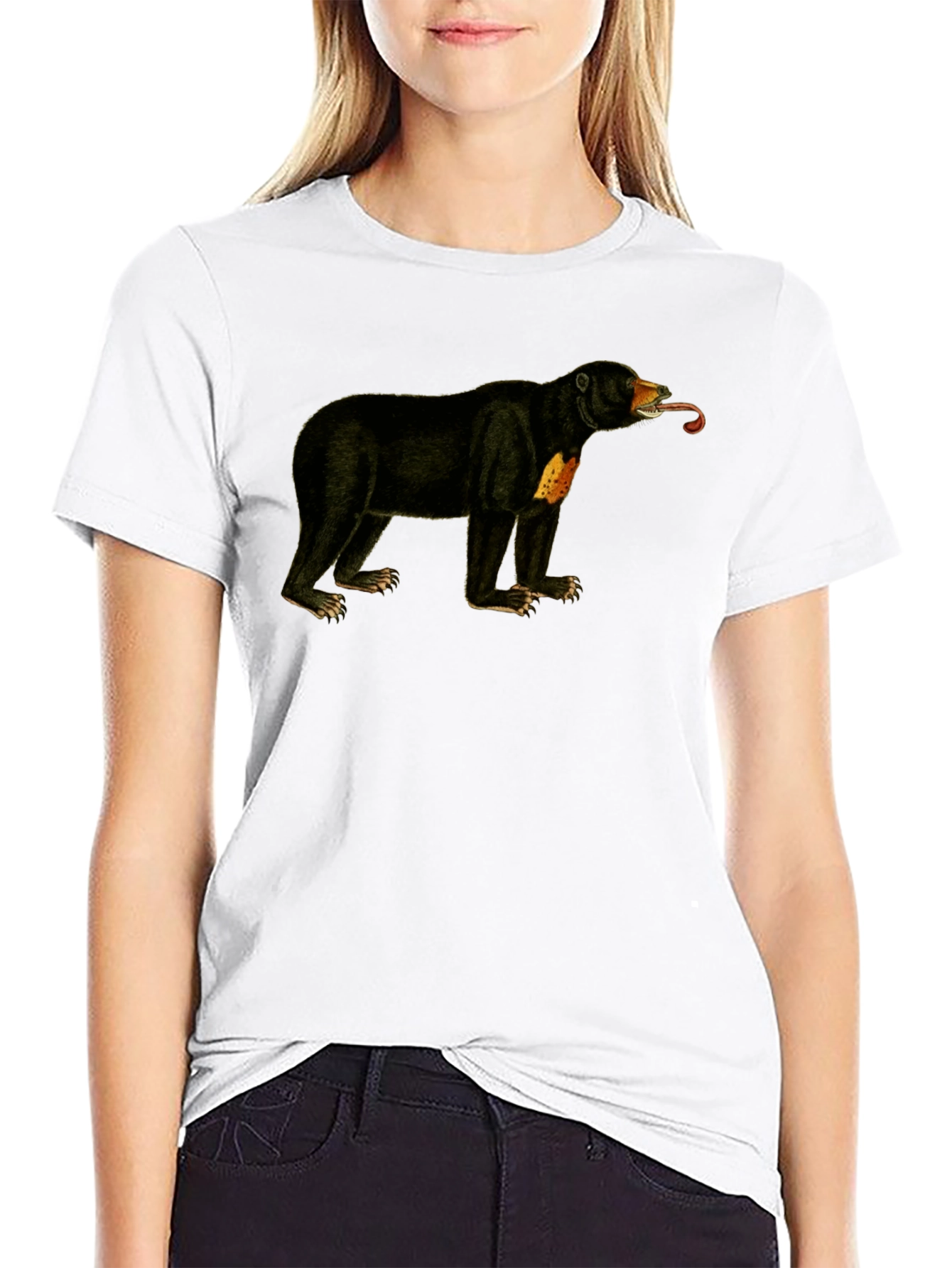 Sun Bear T-Shirt - Black Crew Neck Tee