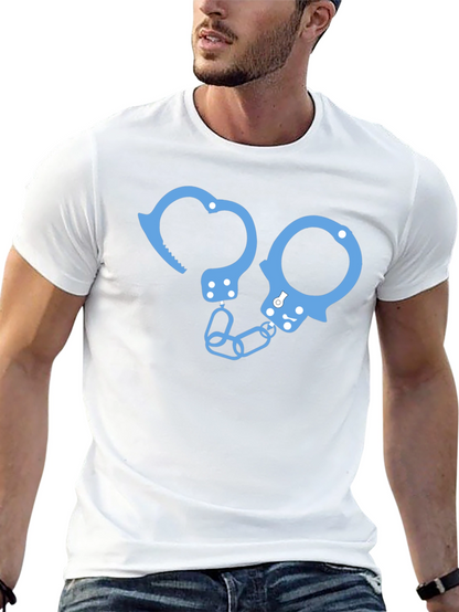 Novelty Handcuff Graphic T-Shirt - Black