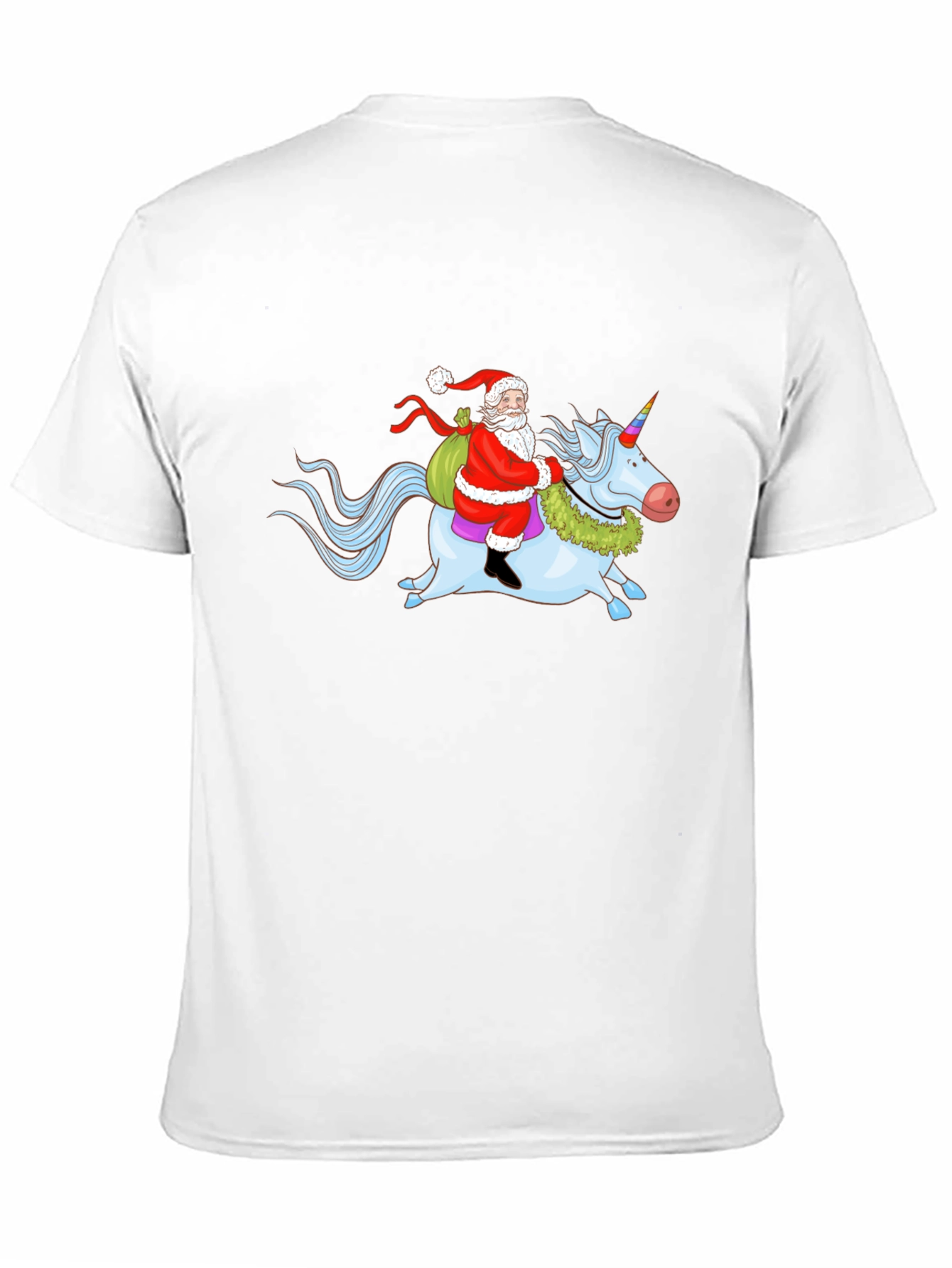 Santa Riding Unicorn Graphic T-Shirt