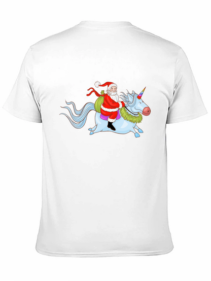 Santa Riding Unicorn Graphic T-Shirt