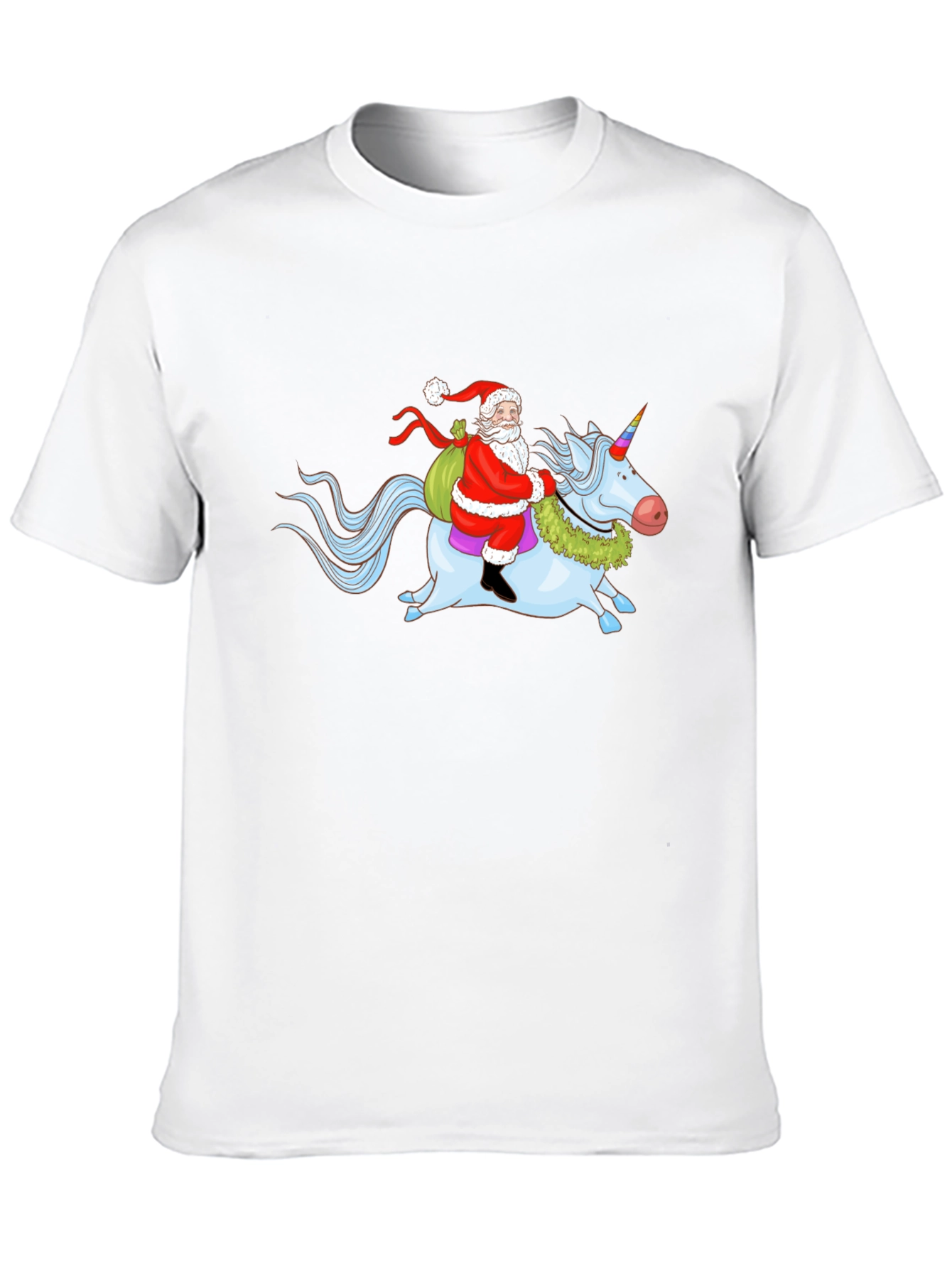 Santa Riding Unicorn Graphic T-Shirt