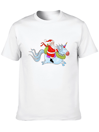 Santa Riding Unicorn Graphic T-Shirt