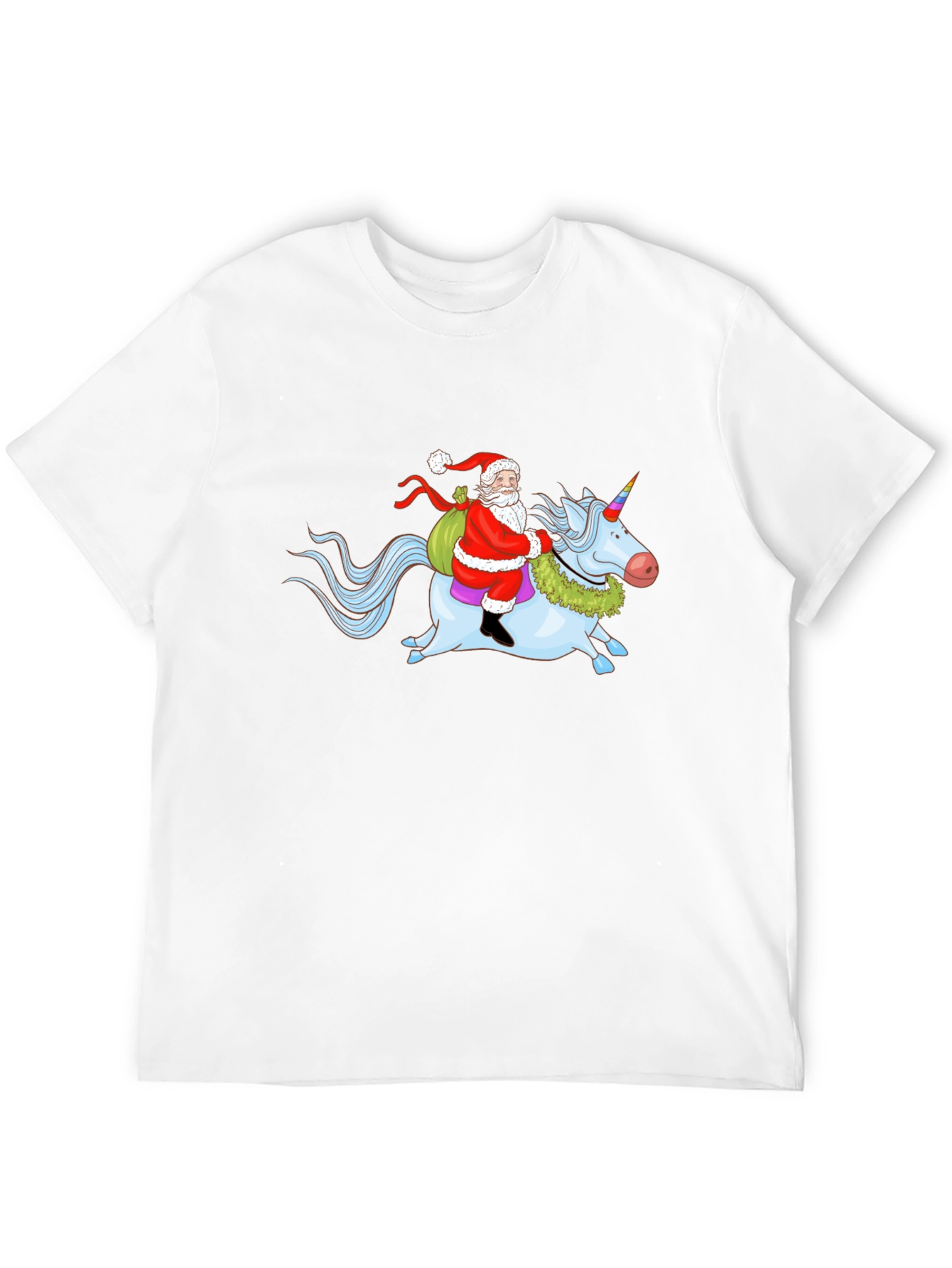 Santa Riding Unicorn Graphic T-Shirt