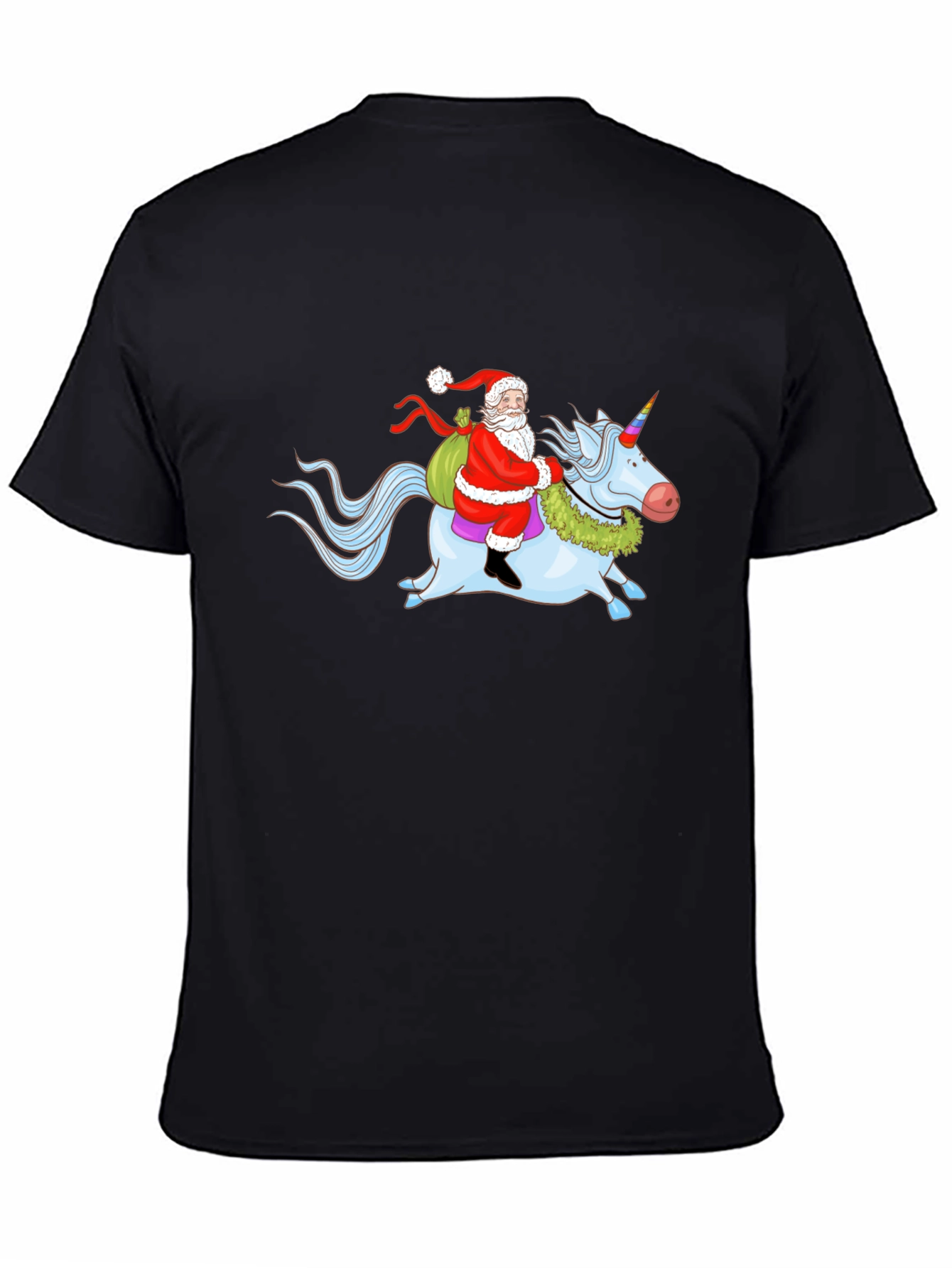 Santa Riding Unicorn Graphic T-Shirt