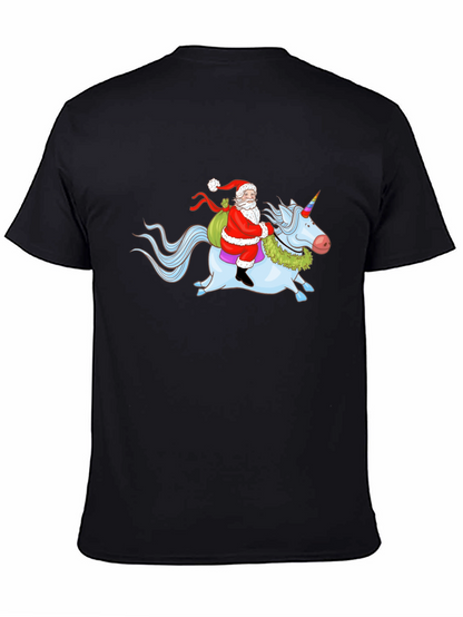 Santa Riding Unicorn Graphic T-Shirt