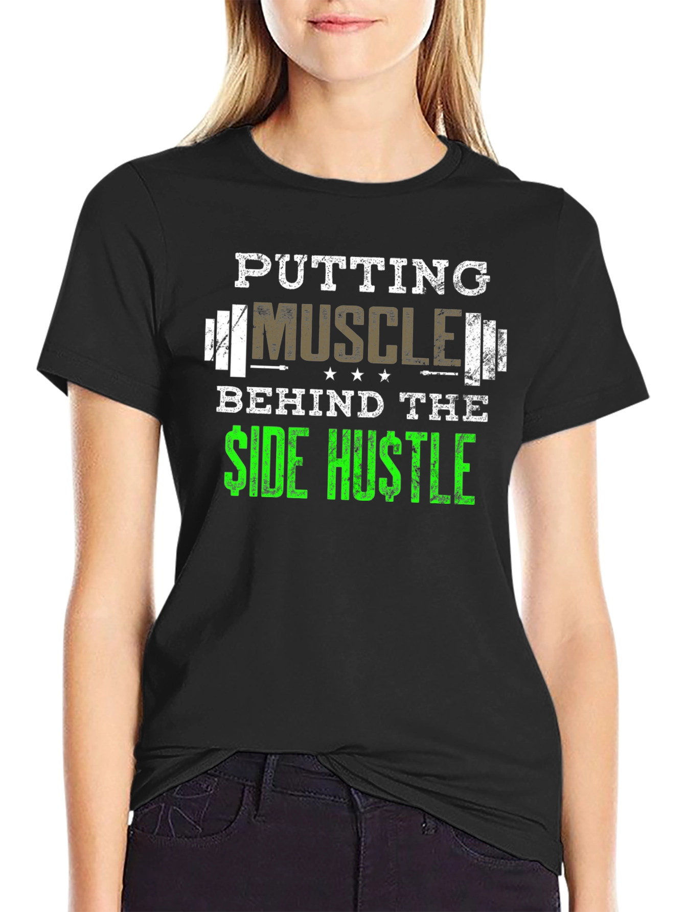 Muscle Side Hustle Graphic Tee - Black