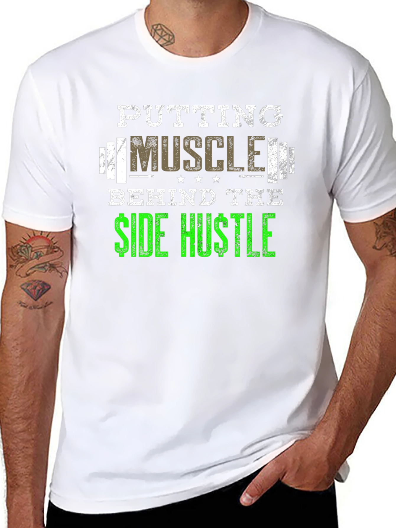Muscle Side Hustle Graphic Tee - Black