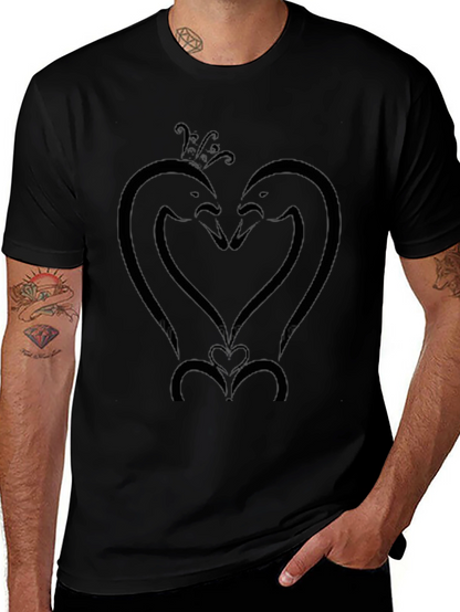 Swans Heart Graphic T-Shirt - Black