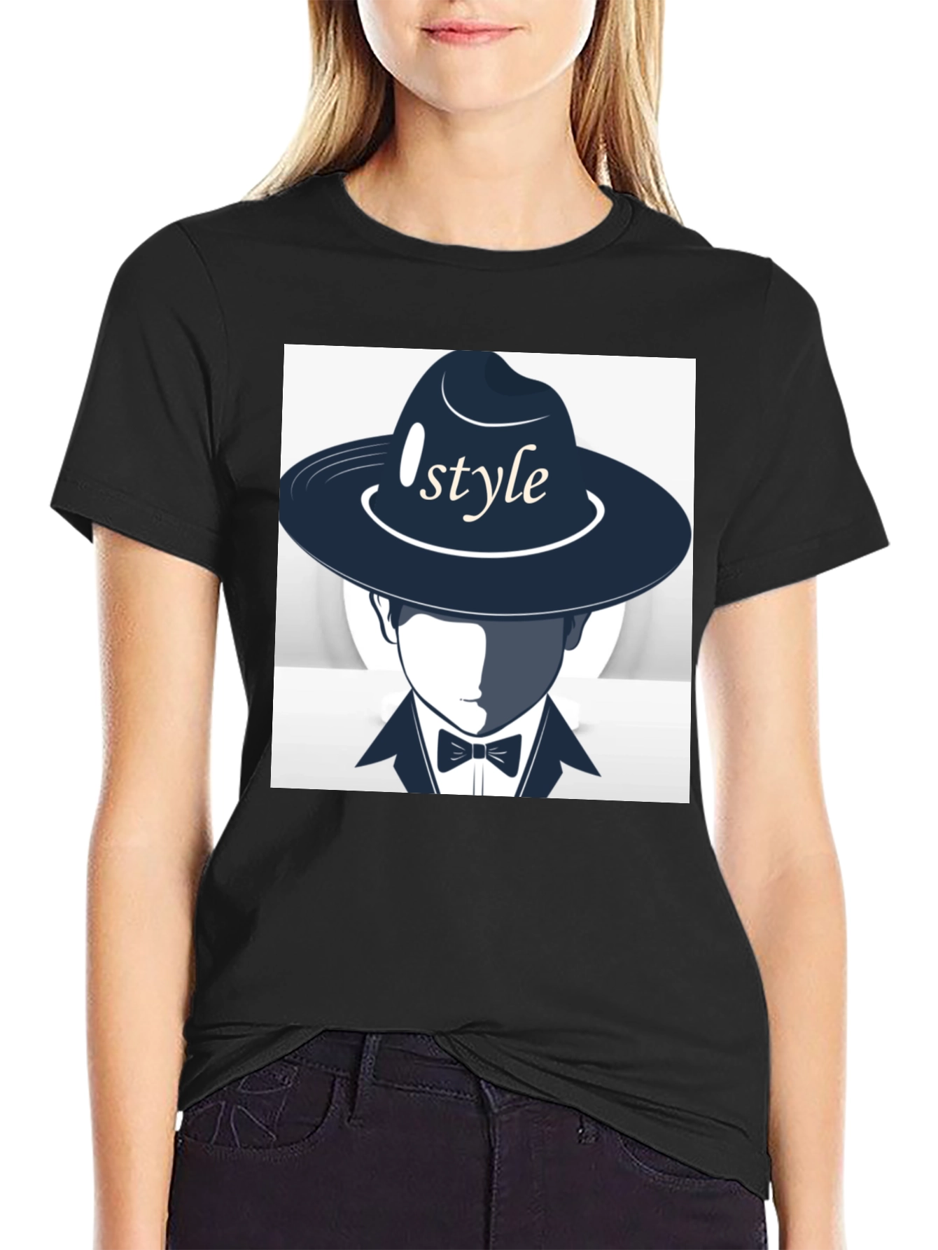 Stylish Style Graphic Print Black T-Shirt