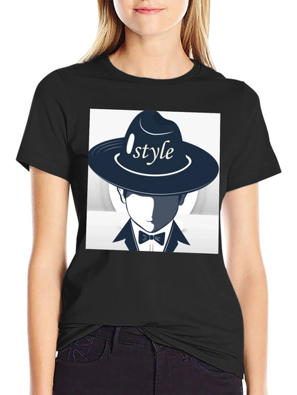 Stylish Style Graphic Print Black T-Shirt