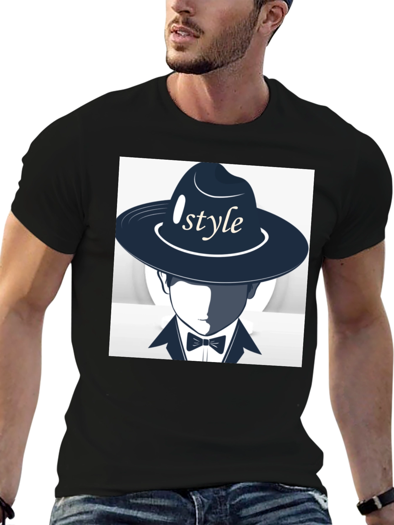 Stylish Style Graphic Print Black T-Shirt
