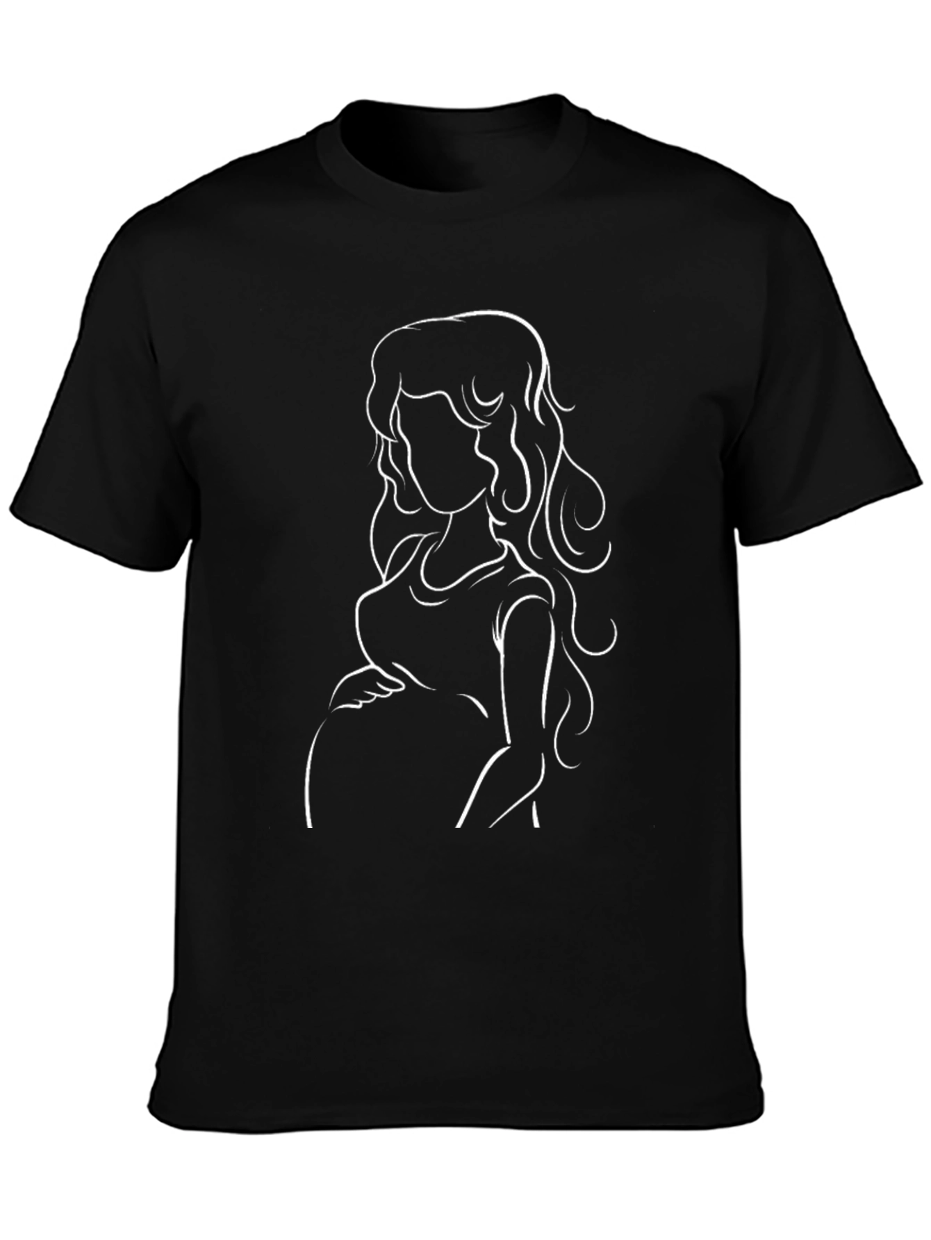 Stylish Pregnant Woman Graphic Tee - Black