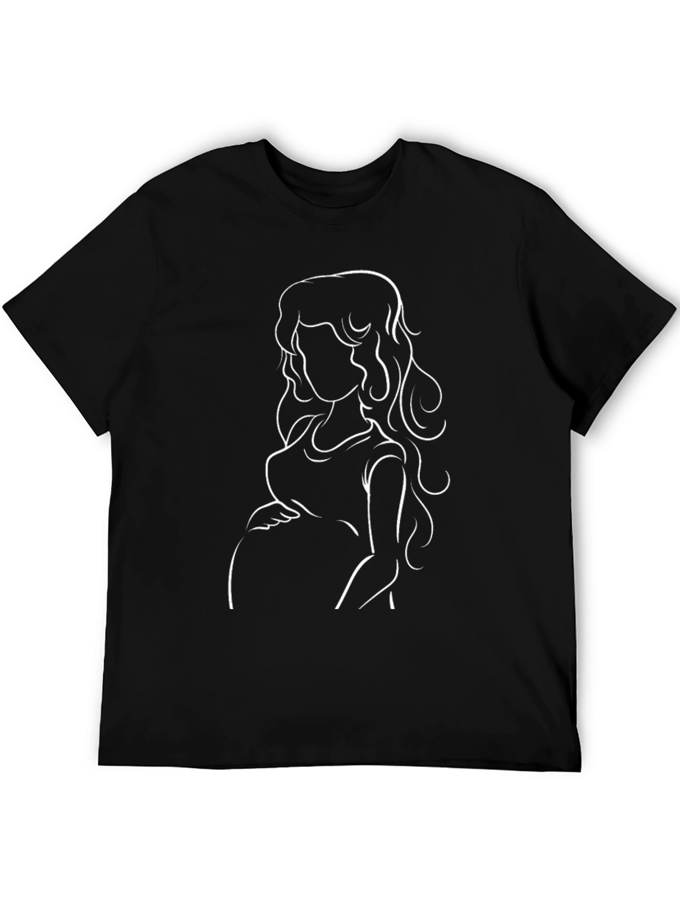 Stylish Pregnant Woman Graphic Tee - Black