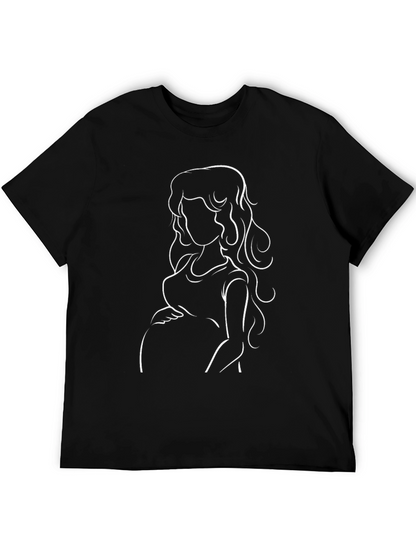 Stylish Pregnant Woman Graphic Tee - Black