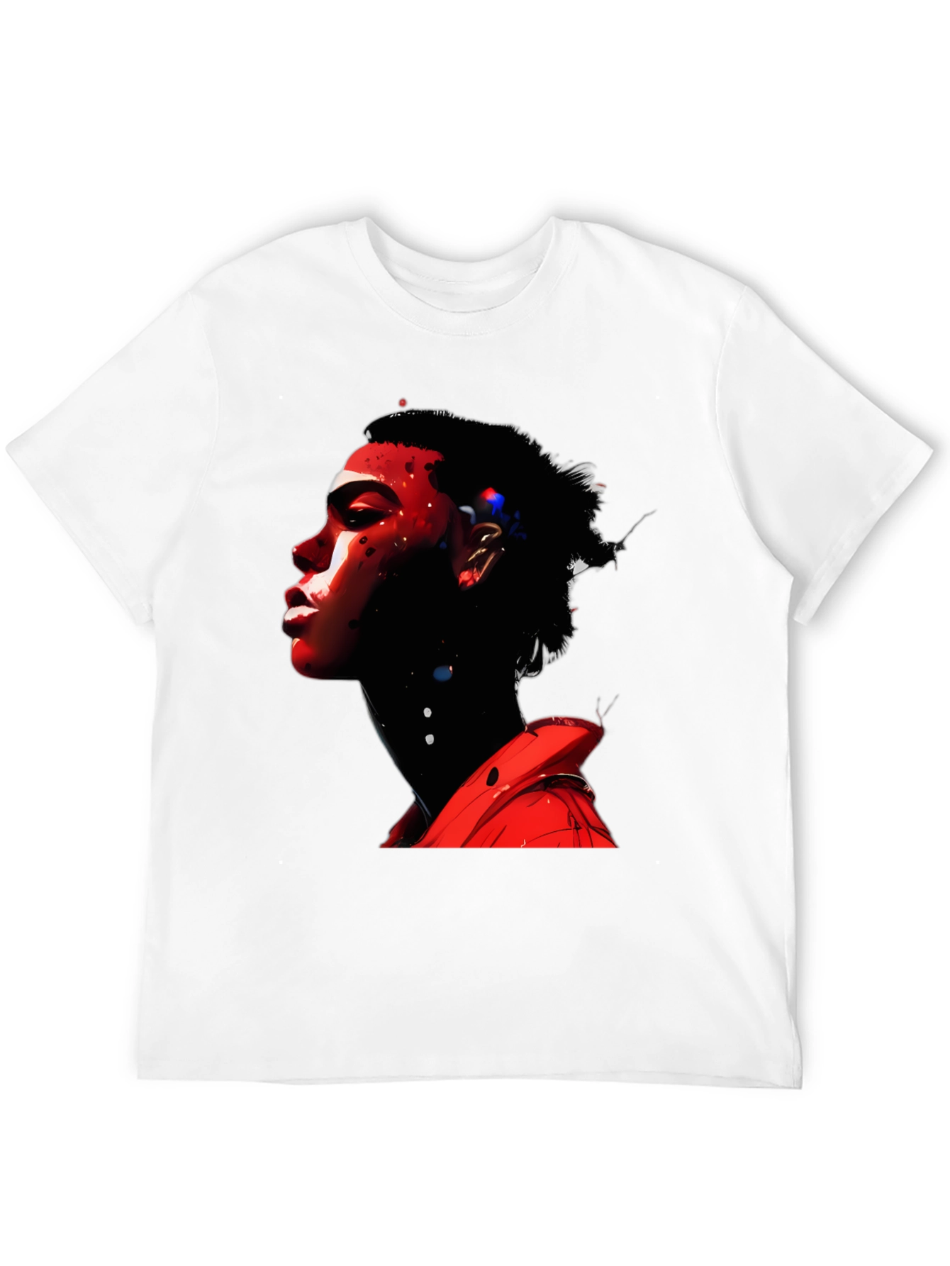 Abstract Red Portrait Black T-Shirt