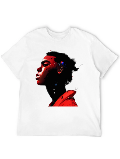 Abstract Red Portrait Black T-Shirt