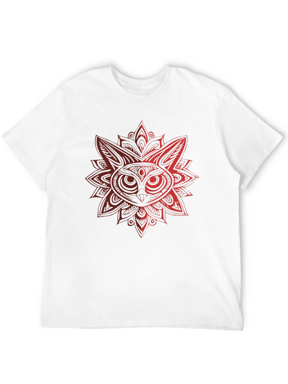 Owl Mandala Graphic Black T-Shirt
