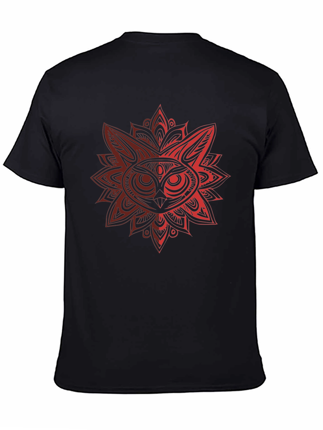 Owl Mandala Graphic Black T-Shirt
