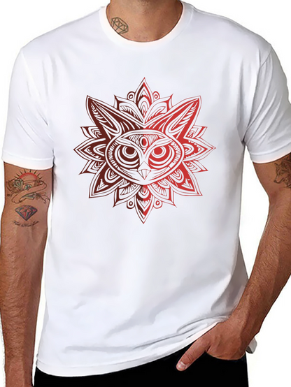 Owl Mandala Graphic Black T-Shirt