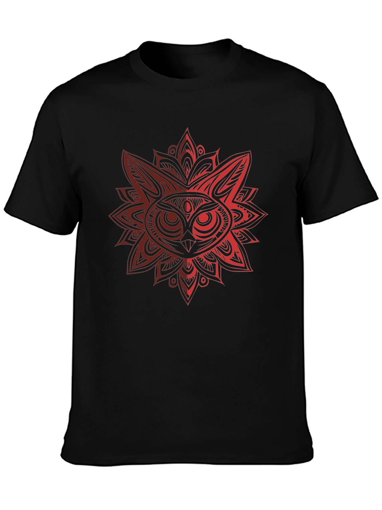 Owl Mandala Graphic Black T-Shirt