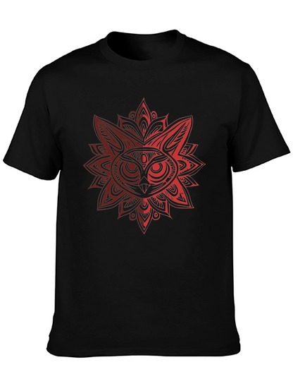 Owl Mandala Graphic Black T-Shirt