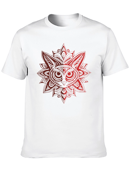 Owl Mandala Graphic Black T-Shirt