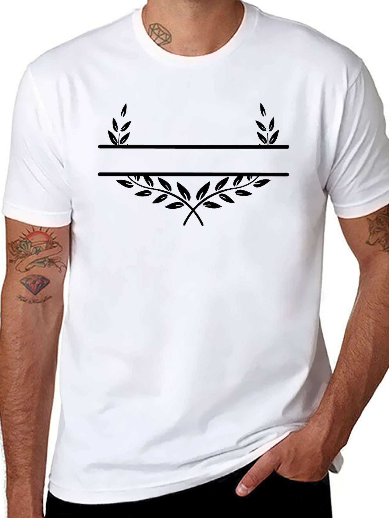 Monogram Laurel Wreath Black T-Shirt