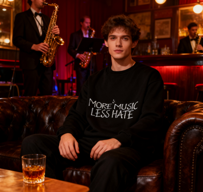 Music-Loving "More Music Less Hate" Graphic Sweatshirt