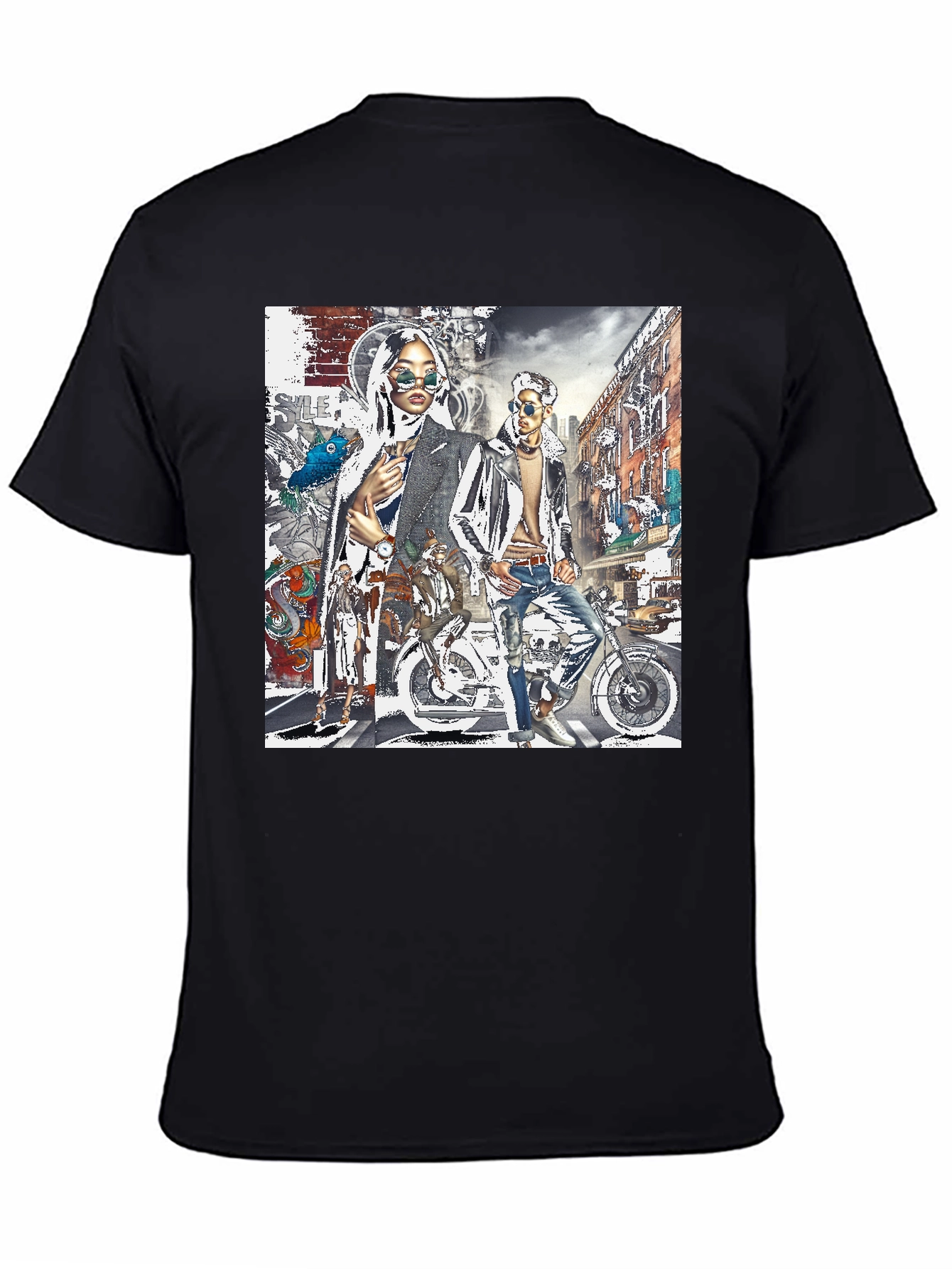 Stylish Graphic Print Black T-Shirt