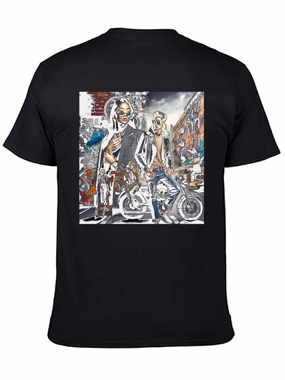 Stylish Graphic Print Black T-Shirt